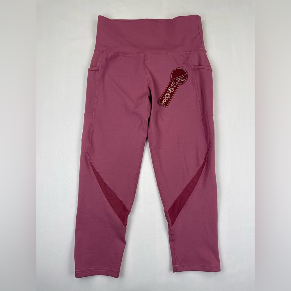 NWT RAG Missy cropped leggings Womens medium pink vented leg high waisted
